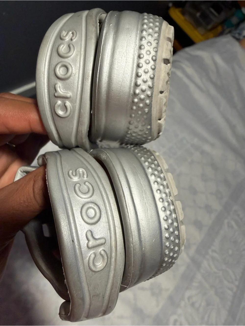 Crocs Classic Clogs for Kids in Metallic Silver